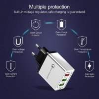 Супер Мощно Тройно USB Универсално Зарядно за Телефон Таблет iPhone iPad Xiaomi Huawei QuickCharge 3, снимка 5 - Оригинални зарядни - 26075279