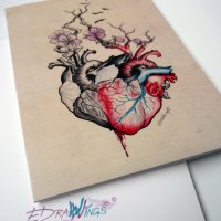 Картичка "Сърце" /отпечатана от авторска илюстрация/, снимка 4 - Романтични подаръци - 20950502