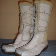 Бели кожени дамски ботуши (тип апрески) "Polaris" ("Поларис"), естествена кожа и агнешка вълна, боти, снимка 5 - Дамски ботуши - 16393998