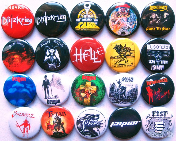 NWOBHM Значки на Blitzkrieg, Tank, Angel Witch, Demon, Tysondog, Hell и др., снимка 1