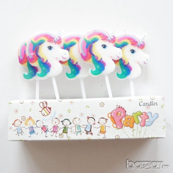 5 бр свещи свещ Еднорог за торта Рожден ден детско парти топери топер, снимка 1