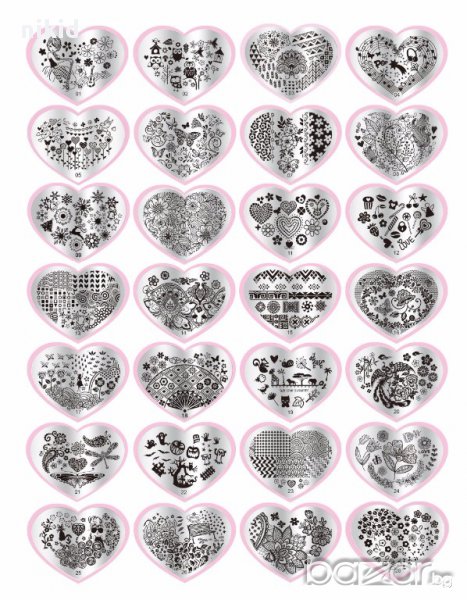 сърце Шаблон за щампа печати за нокти плочка различни + подарък, снимка 1