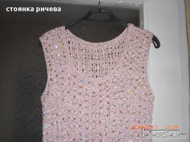 продавам нов ръчно плетен елегантен потник -пуловер, снимка 3 - Потници - 19401072