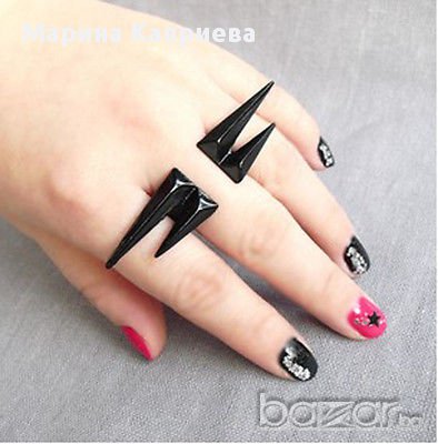 Черен пръстен /А-16/, снимка 2 - Пръстени - 9317072