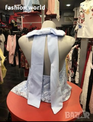  Светло син дантелен потник, снимка 3 - Потници - 24465408