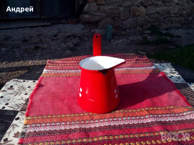 Старо емайлирано джезве #4, снимка 2 - Антикварни и старинни предмети - 25748971