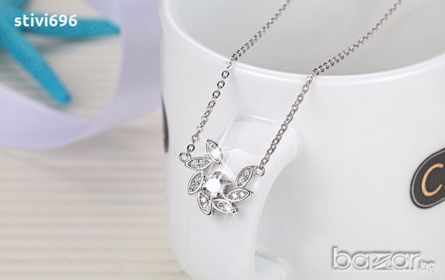 Ланец цвете S 925 стерлинг + цирконий. 100 % Ново., снимка 3 - Колиета, медальони, синджири - 20321955