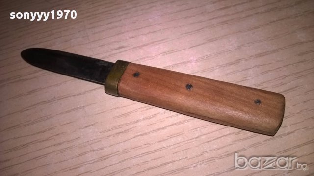 Ретро нож за колекция-11см-дърво/месинг-внос швеицария, снимка 2 - Антикварни и старинни предмети - 17374389