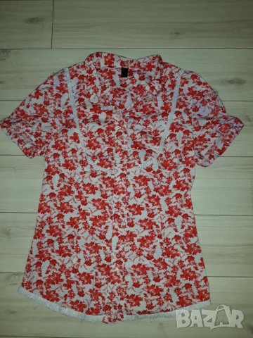 Бяла дамска риза с червени цветя марка Vero Moda , снимка 2 - Ризи - 23815621