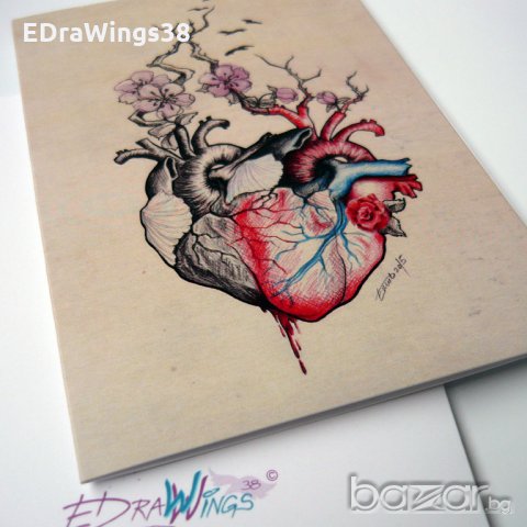 Картичка "Сърце" /отпечатана от авторска илюстрация/, снимка 4 - Романтични подаръци - 20950502