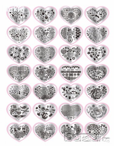 сърце Шаблон за щампа печати за нокти плочка различни + подарък
