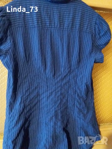 Дам.риза-"H&M"-/памук+вискоза+ликра/-турско синя. Закупена от Италия., снимка 5 - Ризи - 22003024