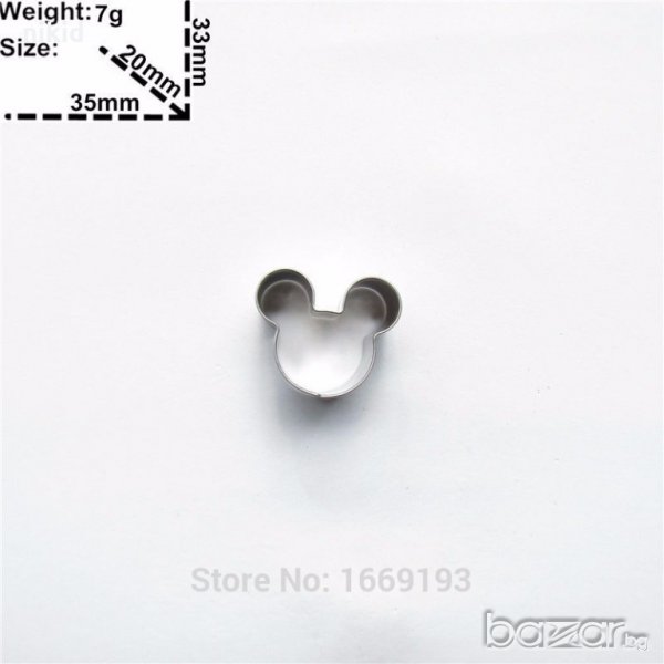 мъничко МИНИ МИКИ МАУС МЕЧЕ метален резец форма тесто фондан бисквитки сладки декорация украса, снимка 1