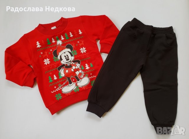 Коледен комплект Мики с Елхички (Червен)