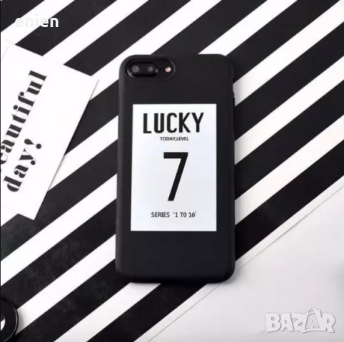 ПРОМО! Черен матов кейс ”Lucky 7 & Pink" за iPhone 6 6S 7 8 Plus, снимка 3 - Калъфи, кейсове - 25486391