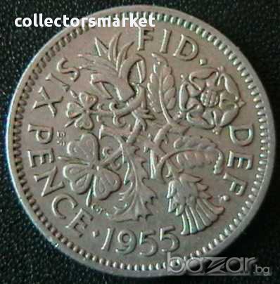 6 пенса 1955, Великобритания