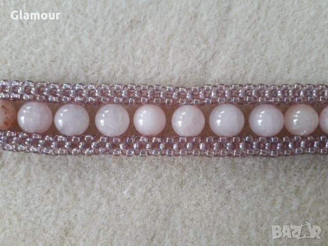 Гривна с розов кварц , снимка 4 - Гривни - 24938057