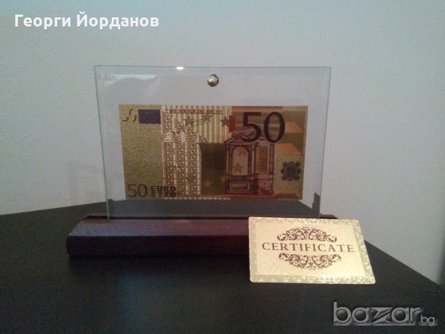 Сувенири 10 евро златни банкноти + сертфикат подарък, снимка 3 - Декорация за дома - 19322928