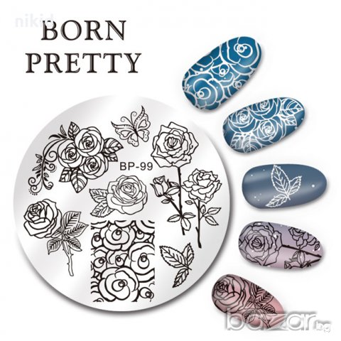 Рози кръгъл Шаблон за щампа печати за нокти плочка оригинал BORN PRETTY BP-99