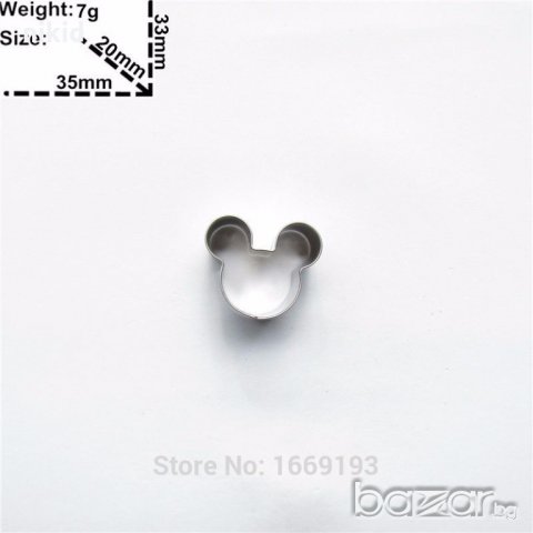 мъничко МИНИ МИКИ МАУС МЕЧЕ метален резец форма тесто фондан бисквитки сладки декорация украса