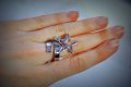 Идеален подарък-Дамски сребърен пръстен със звезди- 021, снимка 1 - Пръстени - 13323219