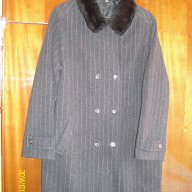 Дамско черна палто” M & S Mode „на  елегантни тънки райета с мъхеста яка., снимка 11 - Палта, манта - 9249068
