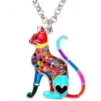 Медальон декоративен котка коте котешко колие верижка Бижута ланец ланче огърлица за момичета, снимка 2 - Колиета, медальони, синджири - 24385565
