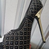 Нови елегантни,  официални обувки с диамантени детайли, ток с платфарма - 38,39 номер, снимка 2 - Дамски елегантни обувки - 24768237