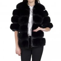Дамско палто от лисица черно, снимка 1 - Палта, манта - 20450315
