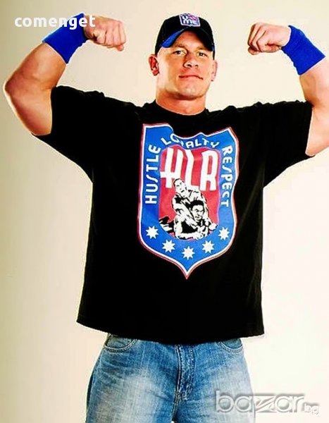 WWE! Мъжки кеч тениски на Джон Сина / John Cena HUSTLE RESPECT! Поръчай модел с твоя снимка!, снимка 1