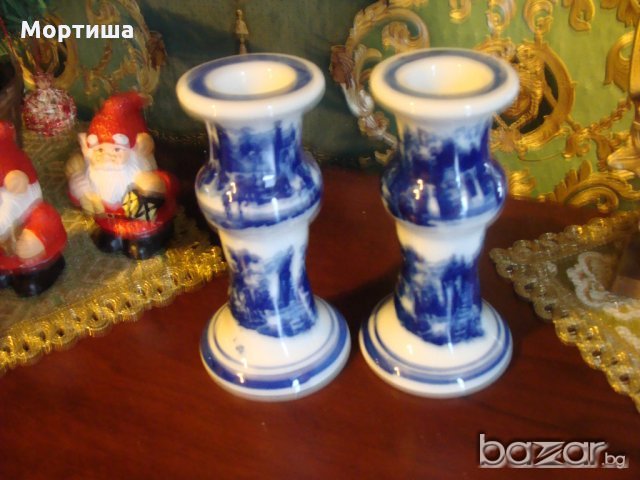 Холандски порцеланови свещници , снимка 2 - Декорация за дома - 21111041