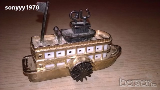 Мини ретро колекция-параход-бронз/месинг-9х6х4см-внос швеицария, снимка 2 - Антикварни и старинни предмети - 17469666
