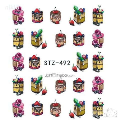 STZ-492 плодова торта слайдер ваденки водни стикери за нокти маникюр, снимка 2 - Други - 21636854