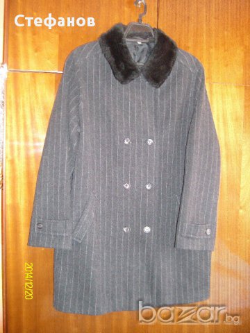 Дамско черна палто” M & S Mode „на  елегантни тънки райета с мъхеста яка., снимка 11 - Палта, манта - 9249068
