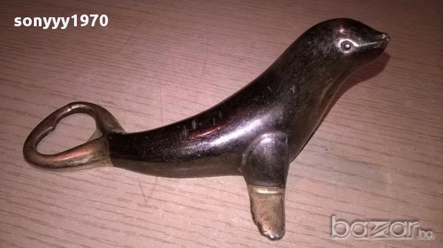 Тюлен-отварачка-масивна и стилна-14х9х8см-внос швеицария, снимка 2 - Антикварни и старинни предмети - 18146792