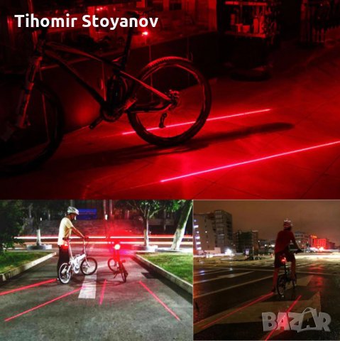 Заден стоп за колело велосипед 7 LED Лед светлина и 2 лазера водоустойчив, снимка 4 - Аксесоари за велосипеди - 24351338