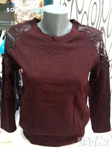 Дамска блуза с дантела , снимка 2 - Блузи с дълъг ръкав и пуловери - 22769484