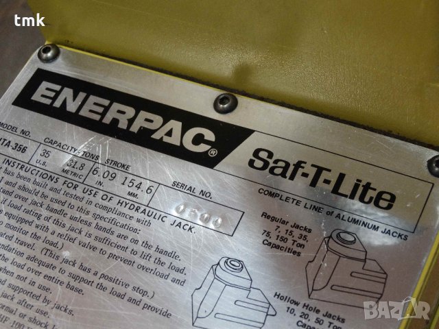 Хидравличен крик с пета 35 тона ENERPAC JTA-356, снимка 9 - Други машини и части - 23981654