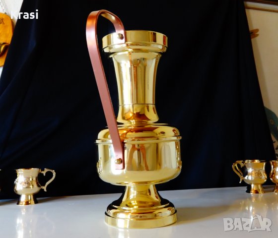 Блестяща месингова кана,ваза., снимка 4 - Антикварни и старинни предмети - 24578100