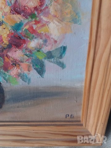  Стара картина натюрморт масло подписана, снимка 4 - Картини - 23424013