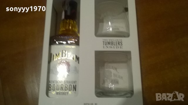поръчани-стъкло-само стъкло-jim beam-празна бутилка и 2 чаши за колекция, снимка 8 - Колекции - 23803784
