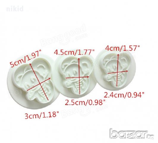 3 бр форми резци с бутало пчела пчели за украса сладки торта бисквитки резец форма, снимка 2 - Форми - 15048033