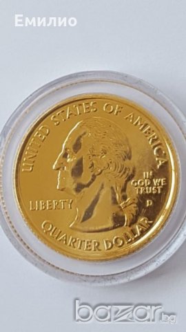 State Quarter 25 cents GOLDEN PLATED 2000-D VIRGINIA 1788 UNC, снимка 6 - Нумизматика и бонистика - 19323120