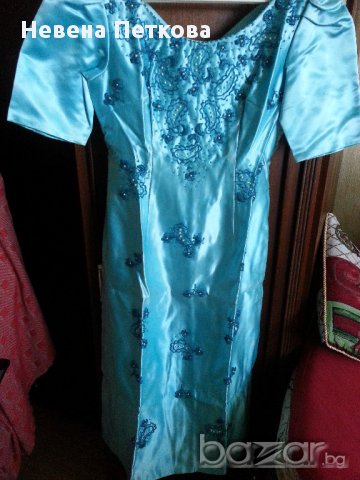 Официална рокля от сатен и мъниста XS-S №36-38, снимка 5 - Рокли - 14508241