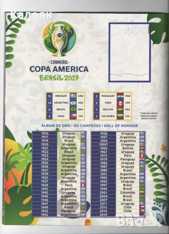 Албум за стикери Копа Америка 2019 Бразилия (Панини), снимка 3 - Колекции - 24853932
