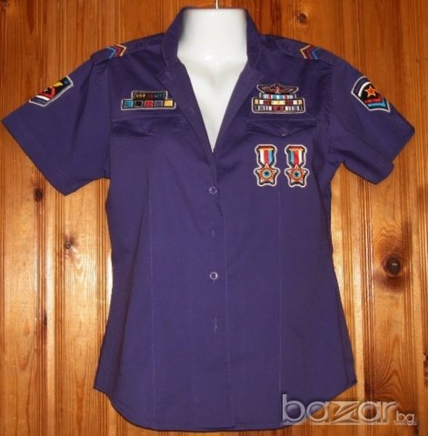 Дамска лилава риза, L , снимка 5 - Ризи - 18301073