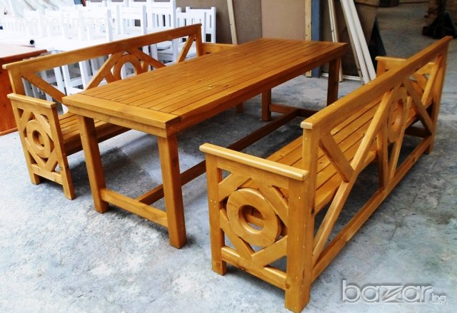 Градински комплекти дървени маси и пейки, снимка 5 - Градински мебели, декорация  - 20984017