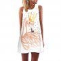 Дамска лека лятна рокля Фламинго с корона златна 2 вид, снимка 1 - Рокли - 25999467