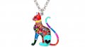 Медальон декоративен котка коте котешко колие верижка Бижута ланец ланче огърлица за момичета, снимка 2