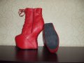 Дамски червени кожени боти на висок ток 16см-тип копито, снимка 7